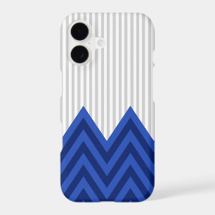 Modern Royal Blue Chevron Gray Stripes Pattern
