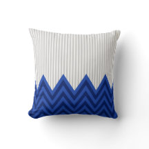 Modern Royal Blue Chevron Grey  Stripes Pattern