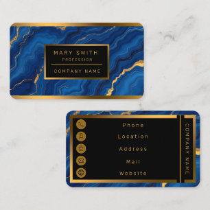 Modern Royal Blue Gold Marble Collection Business Card