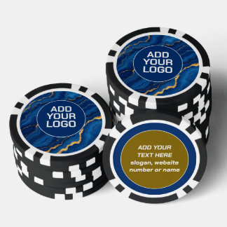 Modern Royal Blue Gold Marble Collection Poker Chips