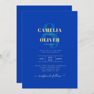 Modern Royal Blue Monochrome Wedding INVITE