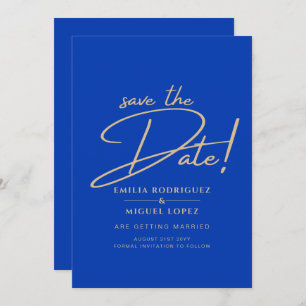Modern Royal Blue Monochrome Wedding INVITE