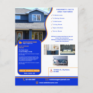 Modern Royal Blue & Orange Home Selling Customised Flyer