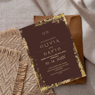 Modern Royal Brown Gold Wedding Invitation