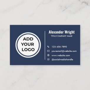 Modern Royal Indigo Logo Contact Business Card