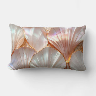 Modern Royal Mother of Pearl & Rose Gold MosPillow Lumbar Cushion