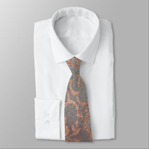 Modern Royal Pink Rose Gold Powder Lace Teal Tie
