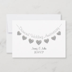 Modern RSVP 60th white diamond wedding anniversary