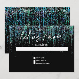 Modern RSVP Edgy Teal Glitter Invitation