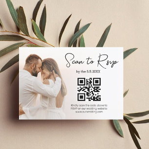 modern rsvp qr code minimalist wedding photo announcement