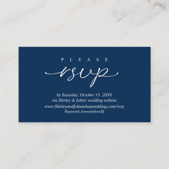 Modern RSVP Wedding Invitation, via Website Enclosure Card (Front)