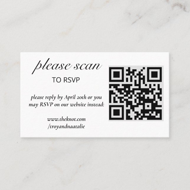 Modern RSVP with QR Code Enclosure Card (Front)