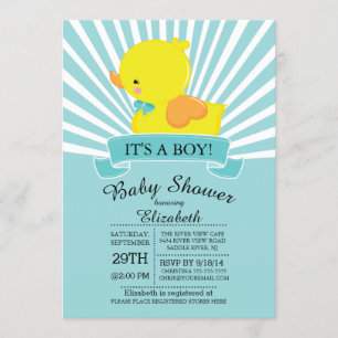 Modern Rubber Duck Boys Baby Shower Invitation