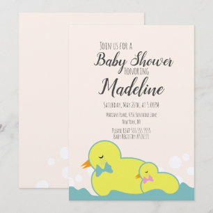 Modern  Rubber Ducks Beige  Baby Shower Rustic Invitation