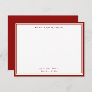 Modern Ruby Red Name & Address Note Card