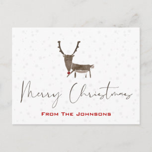 Modern Rudolf Holiday Christmas Postcard