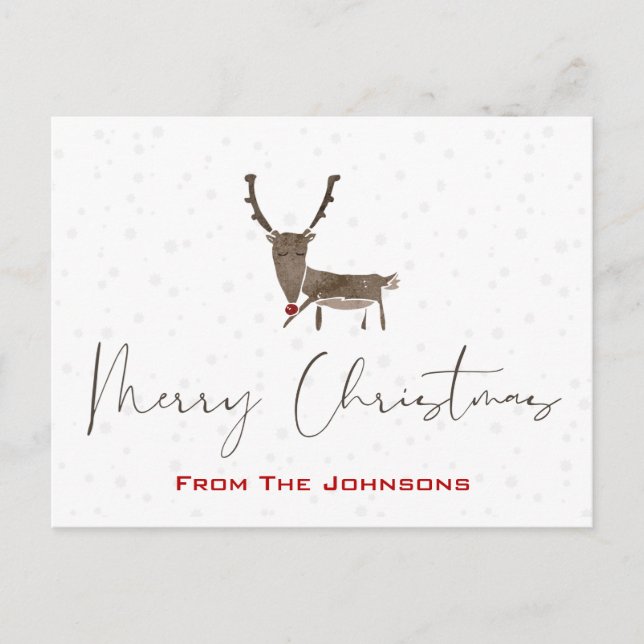 Modern Rudolf  Holiday Christmas Postcard (Front)