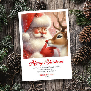 Modern Rudolph Santa Claus Humor Christmas Greetin Holiday Card