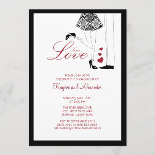 Modern rue Love Couple Engagement Invitations