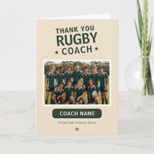 Modern Rugby Team Photo Coach Thank You Card