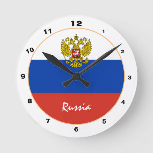 Modern Russian Flag, Russia patriotic Home /design Round Clock