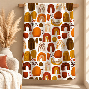 Modern Rust Dusty Green Boho Rainbow Blanket Art