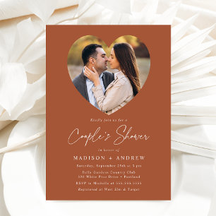 Modern Rust Heart Photo Couple's Shower Invitation