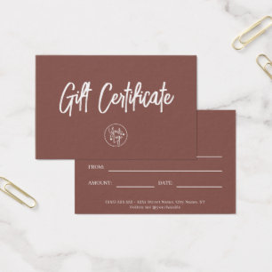 Modern Rust Red Business Gift Certificate