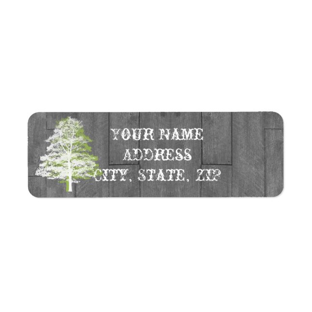 Modern Rustic Barn Wood Wedding Return Address Label (Front)