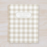 Modern Rustic Beige Buffalo Check Planner<br><div class="desc">Custom-designed planner notebook featuring beige buffalo check pattern with personalised name.</div>