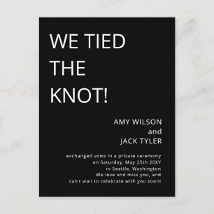 Modern Rustic Black and White Wedding Announcement Postcard