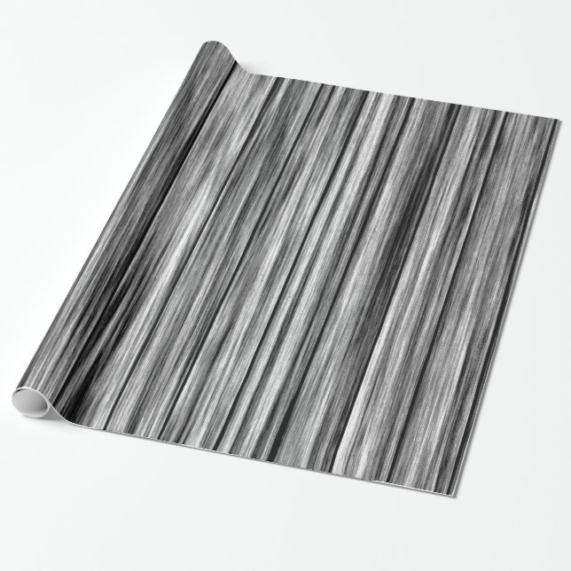 Modern rustic black grey wood grain pattern wrapping paper (Unrolled)