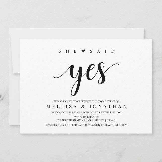 Modern Rustic, Black script, Engagement Party Invitation (Front)