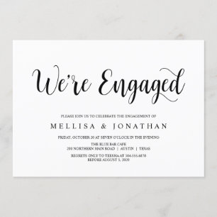 Modern Rustic, Black script, Engagement Party Invitation