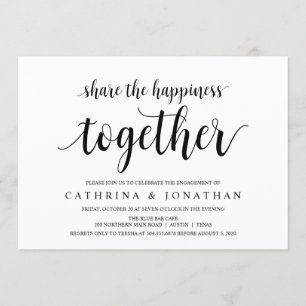 Modern Rustic, Black script, Engagement Party Invitation