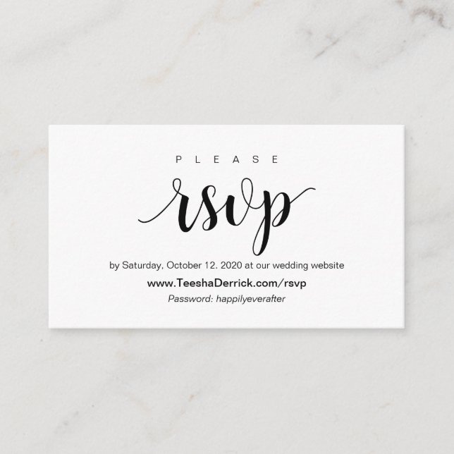 Modern Rustic, Black Script, online RSVP Enclosure (Front)