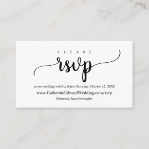 Modern Rustic, Black Script, Online RSVP website Enclosure Card