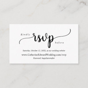 Modern Rustic, Black Script, Online RSVP website Enclosure Card