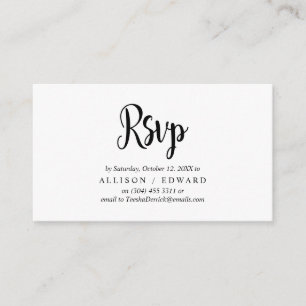 Modern Rustic, Black Script, RSVP respond Enclosure Card
