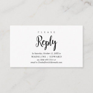 Modern Rustic, Black Script, RSVP respond Enclosure Card