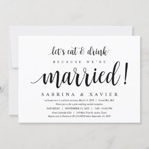 Modern Rustic, Black Script, Wedding Elopement Invitation