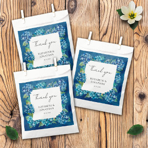 Modern Rustic Blue Hydrangeas Floral Wedding Favour Bag