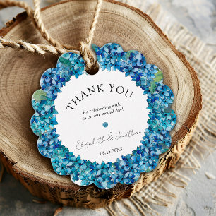 Modern Rustic Blue Hydrangeas Floral Wedding Favour Tags