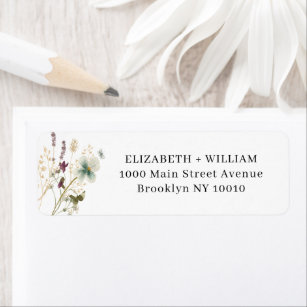 Modern Rustic Boho Chic Floral Wildflowers Wedding Return Address Label