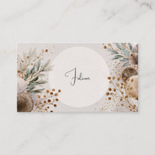 Modern Rustic Boho Earthy Botanical Circle Frame Business Card