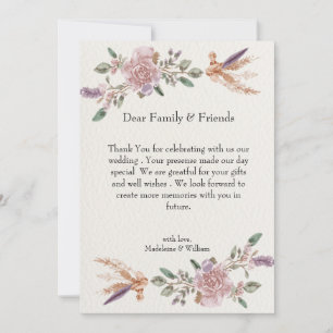 Modern Rustic Boho Elegant Wedding  Thank You Card