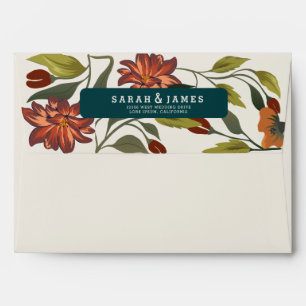 Modern Rustic boho Fall Floral wedding Envelope