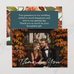 Modern Rustic boho Floral Fall wedding Thank You Card
