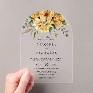 Modern Rustic Boho Floral Wedding Acrylic Invitations
