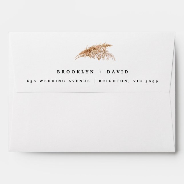 Modern Rustic Boho Pampas Grass Wedding  Envelope (Back (Top Flap))